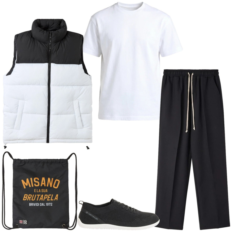 Outfit uomo - Total look #2391934. Stile Casual per Sport. Abbinamento con sneakers, borse sportive, piumini, pantaloni, t-shirt.