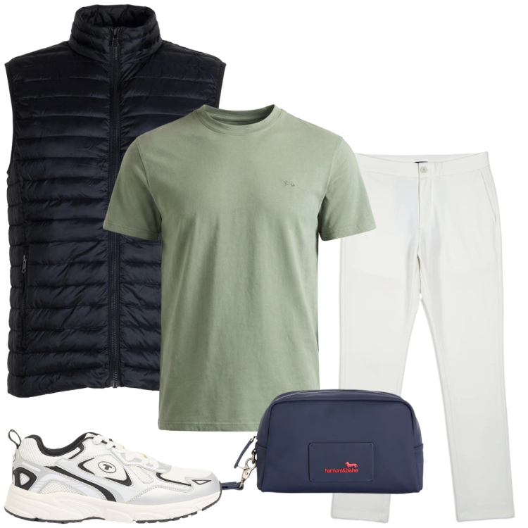 Outfit uomo - Total look #2391945. Stile Urban per Tutti i giorni. Abbinamento con sneakers, borse sportive, t-shirt, pantaloni, piumini.