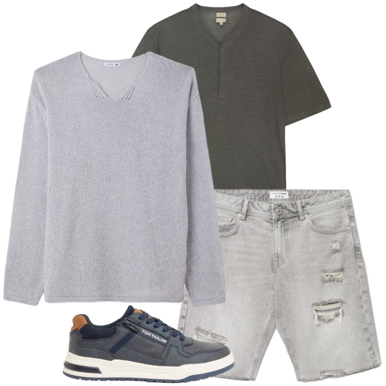 Outfit uomo - Total look #2391947. Stile Urban per Tutti i giorni. Abbinamento con sneakers, maglieria, shorts, t-shirt.