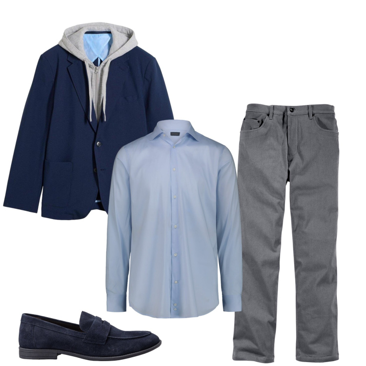 Outfit uomo - Total look #2391951. Stile Trendy per Ufficio. Abbinamento con pantaloni, giacche, camicie, scarpe stringate.