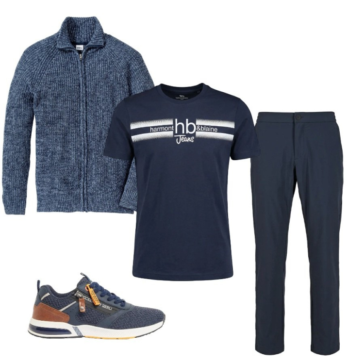 Outfit uomo - Total look #2391967. Stile Urban per Tutti i giorni. Abbinamento con cardigans, sneakers, t-shirt, pantaloni.