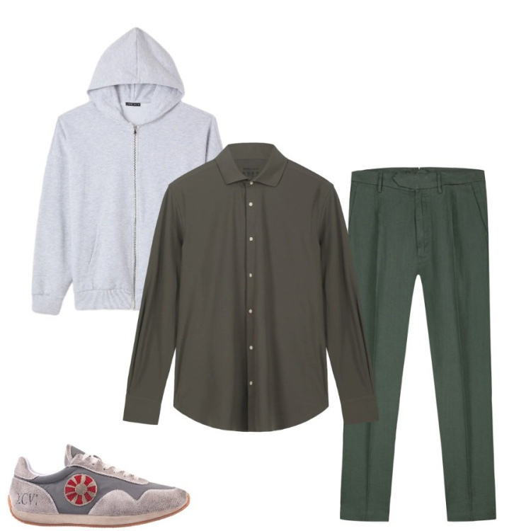Outfit uomo - Total look #2391968. Stile Urban per Tutti i giorni. Abbinamento con felpe con cappuccio, pantaloni, camicie, sneakers.
