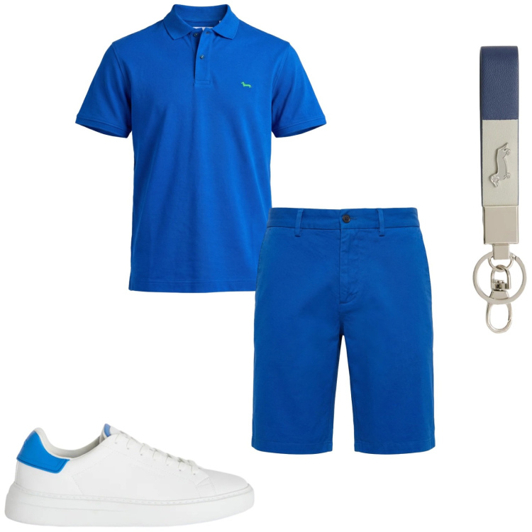 Outfit uomo - Total look #2391989. Stile Trendy per Sport. Abbinamento con portachiavi, sneakers, bermuda, polo.