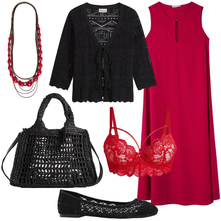 Outfit donna - Cardigan con dettagli deliziosi. Stile Casual per Tutti i giorni. Abbinamento con ballerine, cardigans, borse a tracolla, reggiseni, vestiti lunghi, collane.