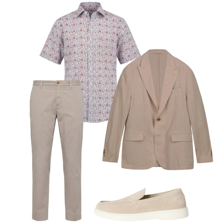 Outfit uomo - Total look #2391992. Stile Trendy per Serata speciale. Abbinamento con scarpe stringate, pantaloni chino, camicie a manica corta, giacche.