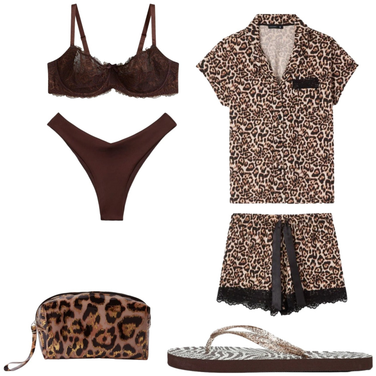 Outfit donna - Pronti per la Nanna. Stile Bon Ton per Tutti i giorni. Abbinamento con reggiseni, bikini, pochette, infradito, pigiama.