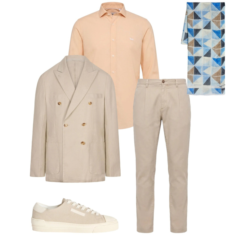 Outfit uomo - Total look #2391997. Stile Business/Elegante per Cerimonia. Abbinamento con sneakers, sciarpe, camicie, pantaloni, giacche.