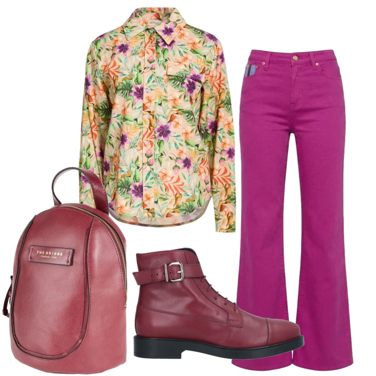 Outfit donna - Total look #2392017. Stile 70s per Scuola/Università. Abbinamento con zaini, camicie, stivaletti, pantaloni.