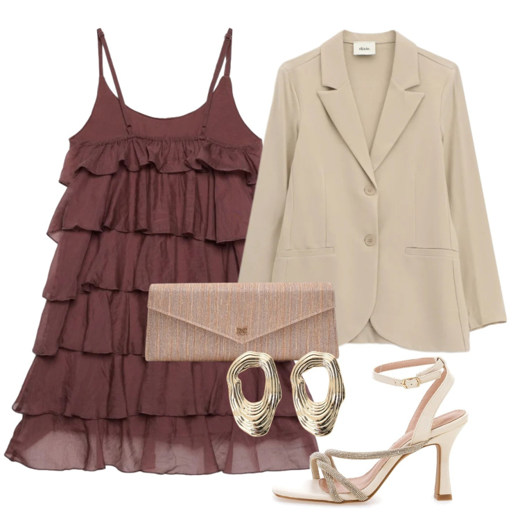 Outfit donna - Occasion Ready - La stagione delle cermo. Stile Glamour per Cerimonia. Abbinamento con vestiti corti, pochette, blazer, orecchini, sandali col tacco.