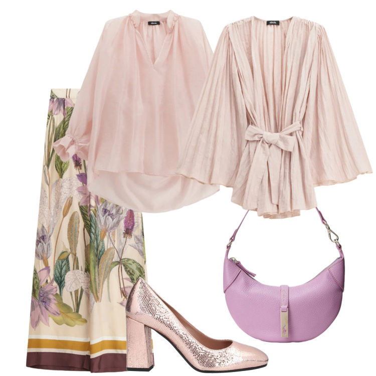 Outfit donna - Cerimonia. Stile Chic per Cerimonia. Abbinamento con décolleté, pantaloni a palazzo, blazer, bluse, borse a spalla.