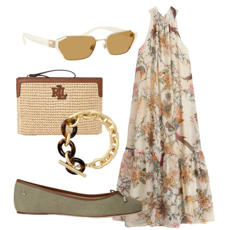 Outfit donna - Ballerine in canvas. Stile Romantica per Mare. Abbinamento con vestiti lunghi, braccialetti, occhiali da sole, ballerine, pochette.