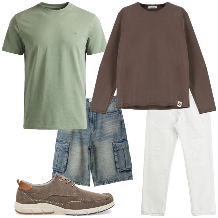 Outfit uomo - Dipende. Stile Trendy per Tutti i giorni. Abbinamento con pantaloni corti, felpe, jeans dritti, t-shirt, scarpe stringate.