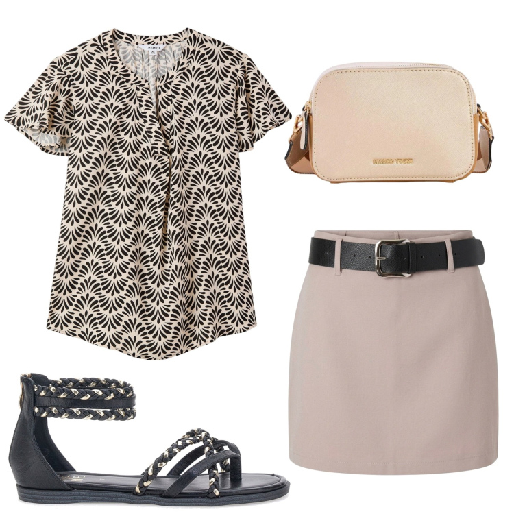 Outfit donna - Total look #2392261. Stile Basic per Tutti i giorni. Abbinamento con borse a tracolla, bluse, minigonne, sandali.