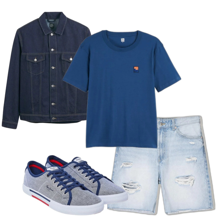 Outfit hombre - Casual. Estilo Casual para Todos los días. Combinación con sneakers, chaquetas, bermudas, camiseta.