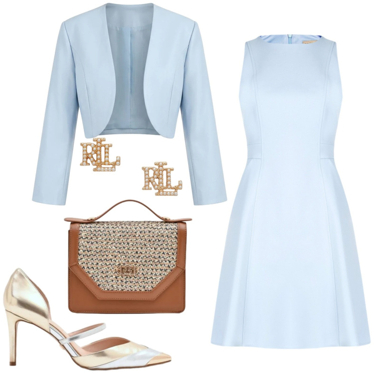 Outfit donna - Occasion Ready. Stile Chic per Cerimonia. Abbinamento con vestiti corti, pochette, décolleté, bolero, orecchini.