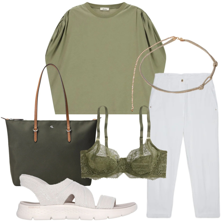 Outfit donna - Cintura gioiello. Stile Casual per Ufficio. Abbinamento con top, pantaloni, cinture, borse tote, reggiseni, sandali.