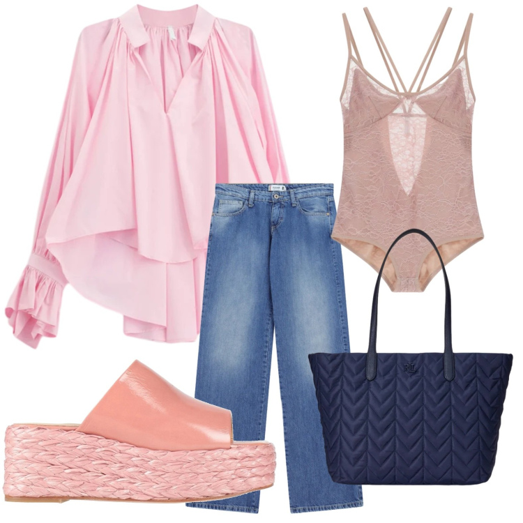 Outfit donna - Lingerie con tulle. Stile Basic per Tutti i giorni. Abbinamento con sandali in pelle, jeans dritti, body, camicie, borse tote.