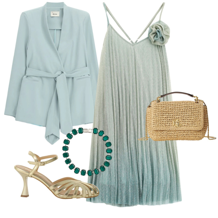 Outfit donna - Occasion Ready - La stagione delle cermo. Stile Glamour per Cerimonia. Abbinamento con blazer, vestiti corti, sandali col tacco, borse a spalla, braccialetti.