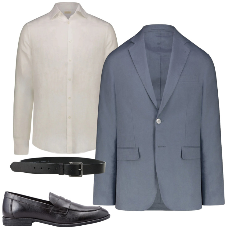 Outfit uomo - Abito monopetto. Stile Business/Elegante per Tutti i giorni. Abbinamento con cinture, scarpe stringate, camicie, abiti.