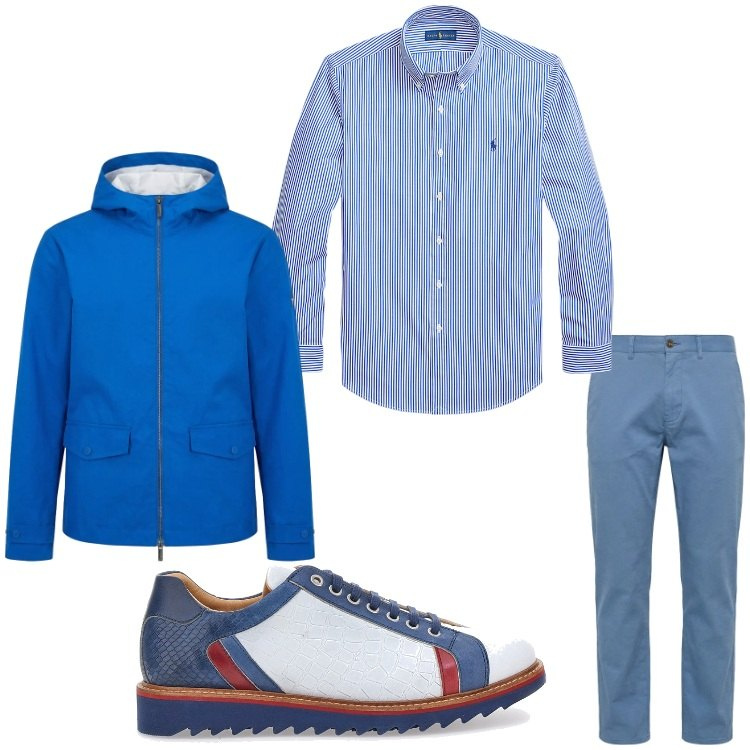 Outfit uomo - Vacanze romane. Stile Casual per Tutti i giorni. Abbinamento con pantaloni, giacche, camicie, scarpe stringate.