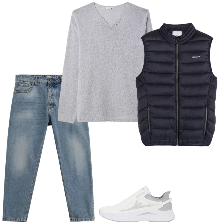 Outfit uomo - Il maglioncino leggero. Stile Casual per Tutti i giorni. Abbinamento con maglieria, jeans, sneakers, piumini.