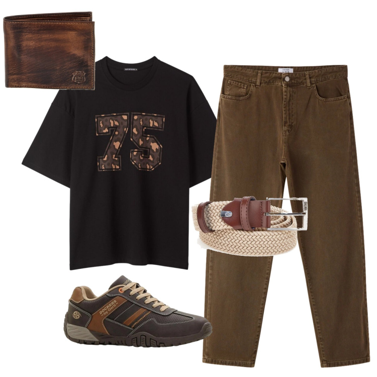 Outfit uomo - Urban Heart. Stile Urban per Tutti i giorni. Abbinamento con sneakers, pantaloni, t-shirt, cinture, portafogli.