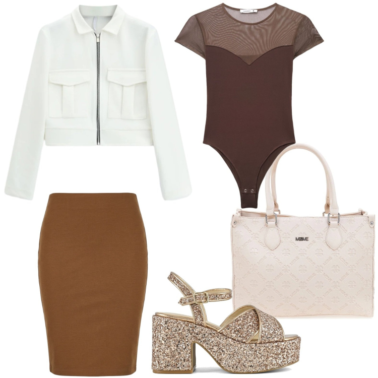 Outfit donna - Gonna a tubino. Stile Bon Ton per Tutti i giorni. Abbinamento con top, gonne longuette, cappotti, sandali, borse a tracolla.