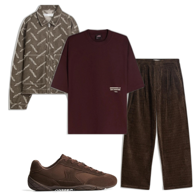 Outfit hombre - Casual. Estilo Casual para Todos los días. Combinación con sneakers, chaquetas, pantalones, camiseta.