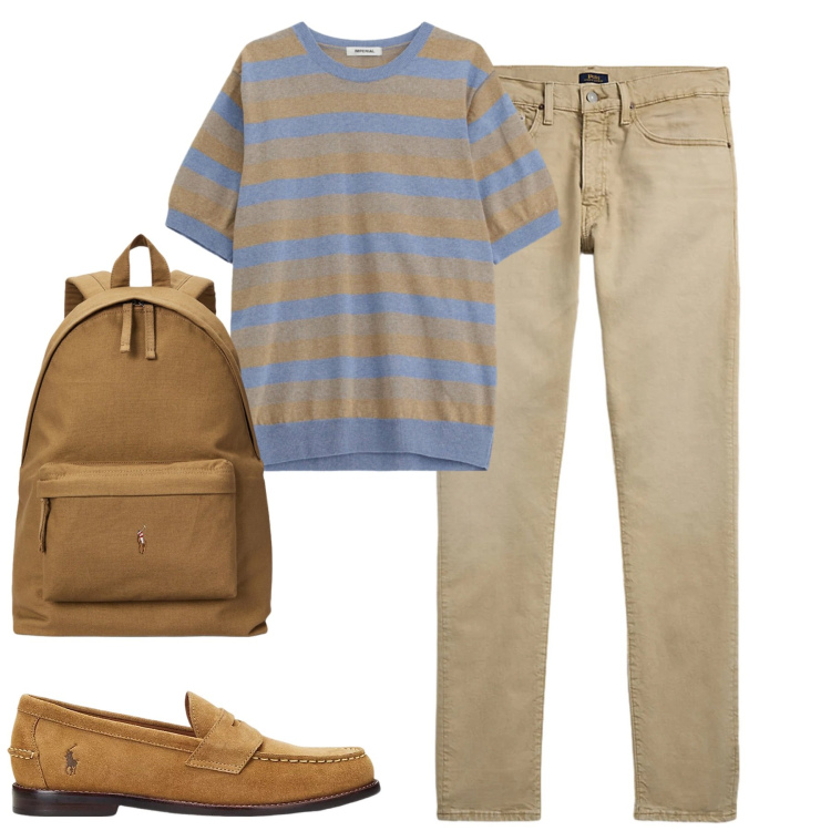 Outfit uomo - Total look #2392493. Stile Urban per Tutti i giorni. Abbinamento con maglieria, scarpe stringate, jeans, borse sportive.