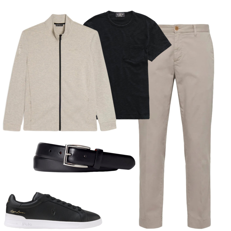 Outfit uomo - Total look #2392501. Stile Urban per Tutti i giorni. Abbinamento con pantaloni chino, felpe, t-shirt, cinture, sneakers.
