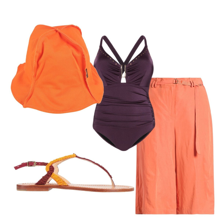 Outfit donna - Al mare Stilosa. Stile Glamour per Mare. Abbinamento con cappelli, pantaloni, infradito, costumi interi.