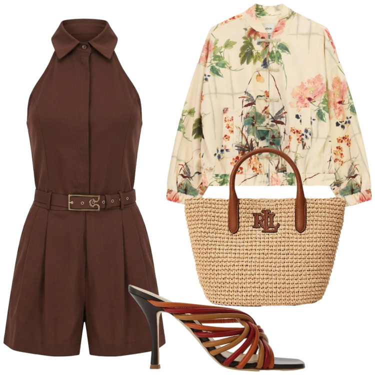 Outfit donna - Total look #2392515. Stile Glamour per Mare. Abbinamento con sandali, tuta corta, giacche, borse tote.