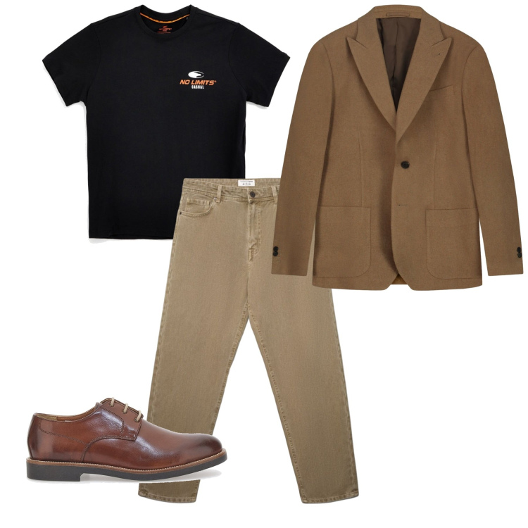 Outfit uomo - Cuoio. Stile Casual per Tutti i giorni. Abbinamento con jeans, scarpe stringate, giacche, t-shirt.