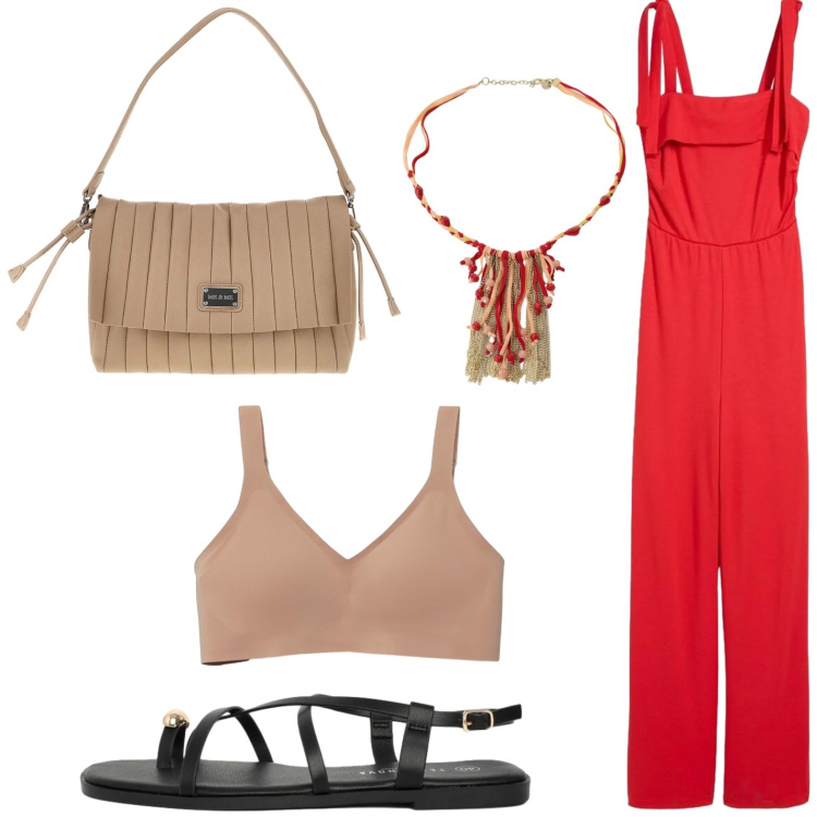 Outfit donna - La collana originale. Stile Casual per Serata fuori. Abbinamento con tute, bralette, sandali, cappotti, pochette.