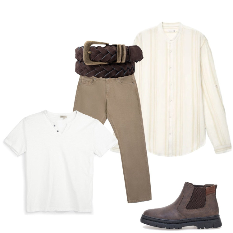 Outfit uomo - Fresco con la camicia di lino. Stile Urban per Tutti i giorni. Abbinamento con jeans, camicie, stivali e stivaletti, t-shirt, cinture.