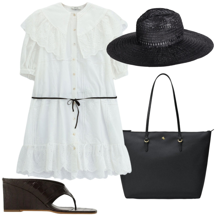 Outfit donna - Total look #2392609. Stile Glamour per Mare. Abbinamento con cappelli, sandali, vestiti corti, borse tote.