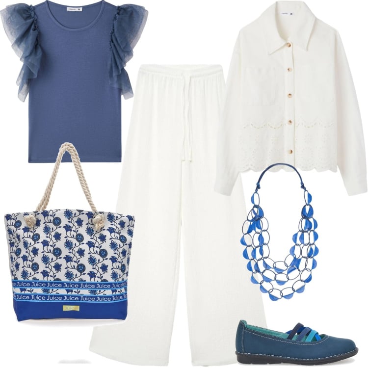 Outfit donna - Il ritorno delle ballerine. Stile Casual per Tutti i giorni. Abbinamento con t-shirt, pantaloni, cappotti, collane, ballerine, shopping bag.