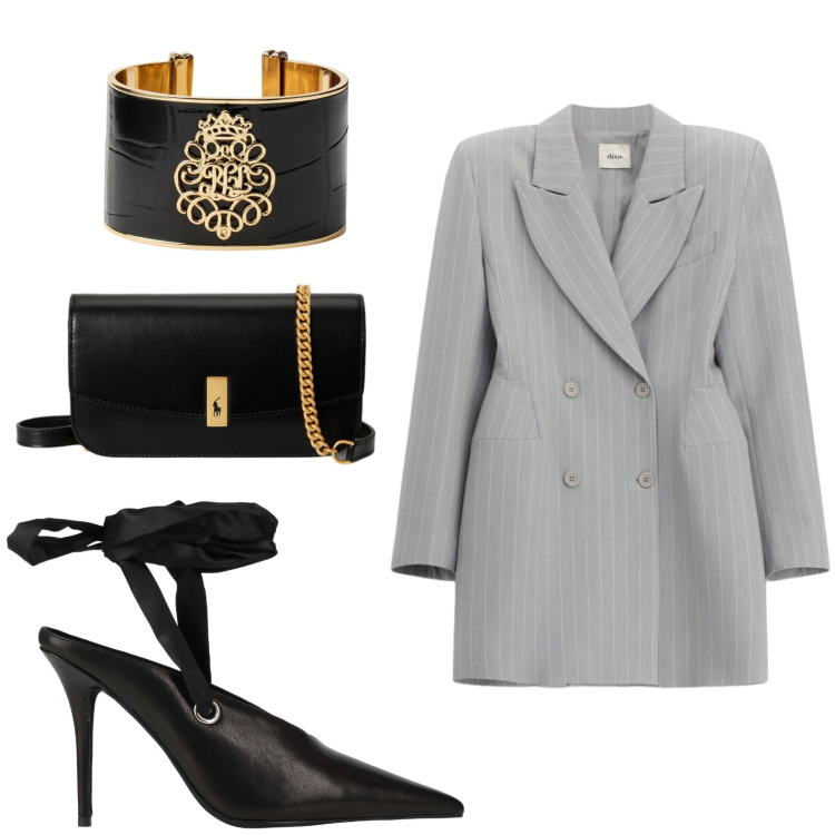 Outfit donna - Il vestito blazer. Stile Chic per Serata fuori. Abbinamento con décolleté, vestiti lunghi, clutch, braccialetti.