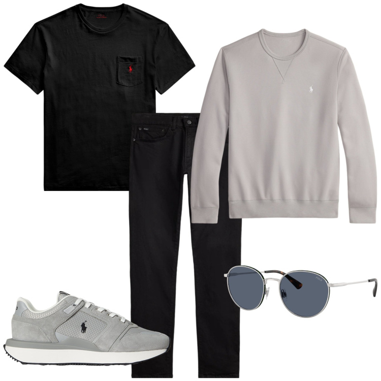 Outfit uomo - Polo Ralph Lauren. Stile Casual per Tutti i giorni. Abbinamento con t-shirt, jeans, sneakers, occhiali da sole, felpe.