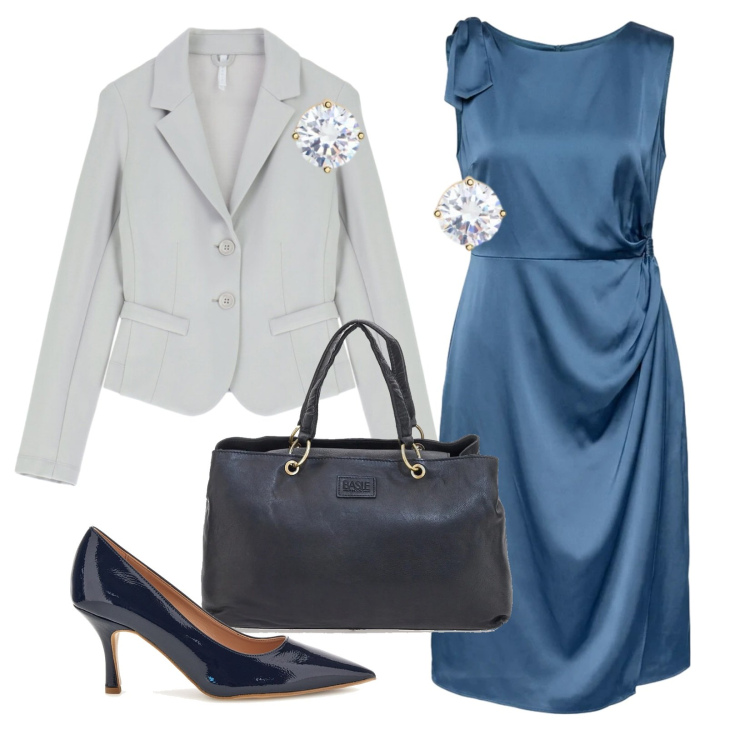 Outfit donna - Tubino intamontabile. Stile Chic per Cerimonia. Abbinamento con vestiti, blazer, orecchini, décolleté, borse a mano.
