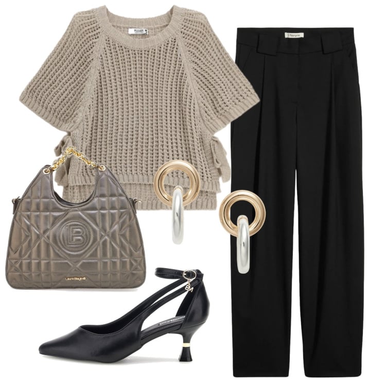 Outfit donna - Total look #2392800. Stile Bon Ton per Serata fuori. Abbinamento con pantaloni, top, orecchini, décolleté, borse a mano.