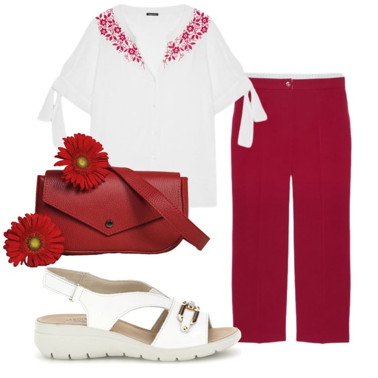 Outfit donna - Total look #2392803. Stile Basic per Tutti i giorni. Abbinamento con borse a tracolla, pantaloni, bluse, sandali.