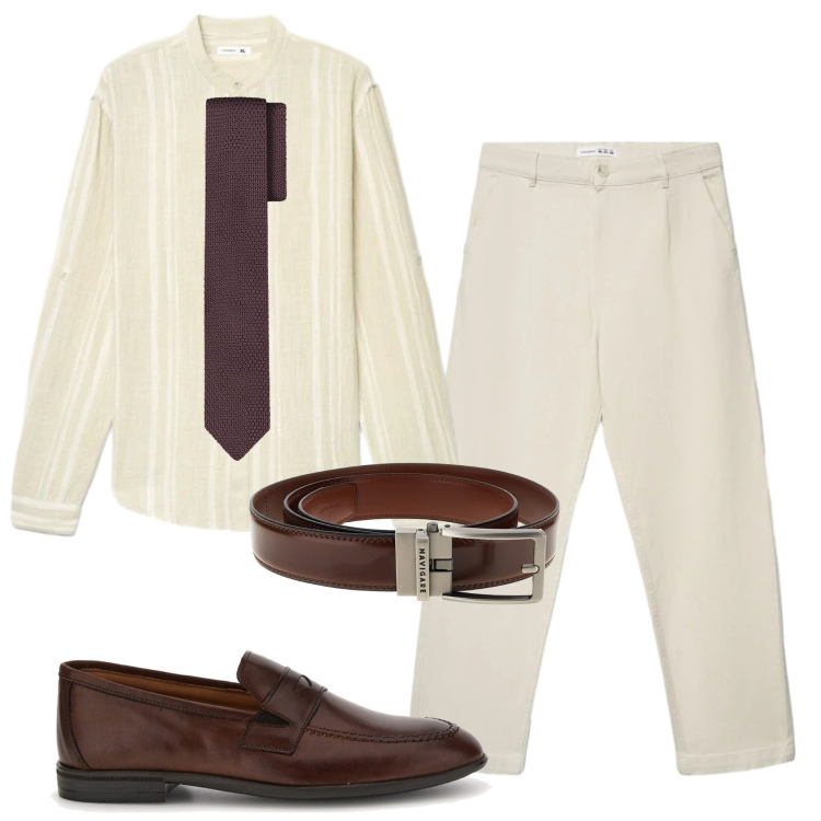 Outfit uomo - Total look #2392827. Stile Business/Elegante per Ufficio. Abbinamento con pantaloni chino, camicie, cravatte, cinture, scarpe stringate.