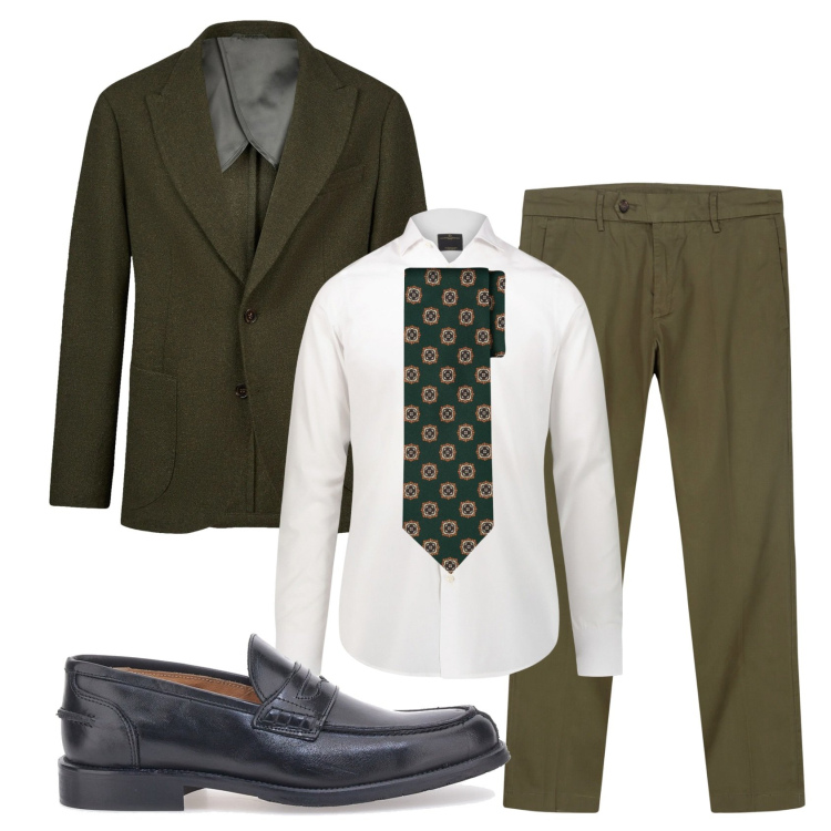 Outfit uomo - Total look #2392836. Stile Business/Elegante per Ufficio. Abbinamento con camicie, pantaloni chino, giacche, cravatte, scarpe stringate.