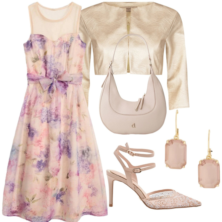 Outfit donna - Wedding date. Stile Chic per Cerimonia. Abbinamento con vestiti midi/longuette, bolero, décolleté, borse a tracolla, orecchini.