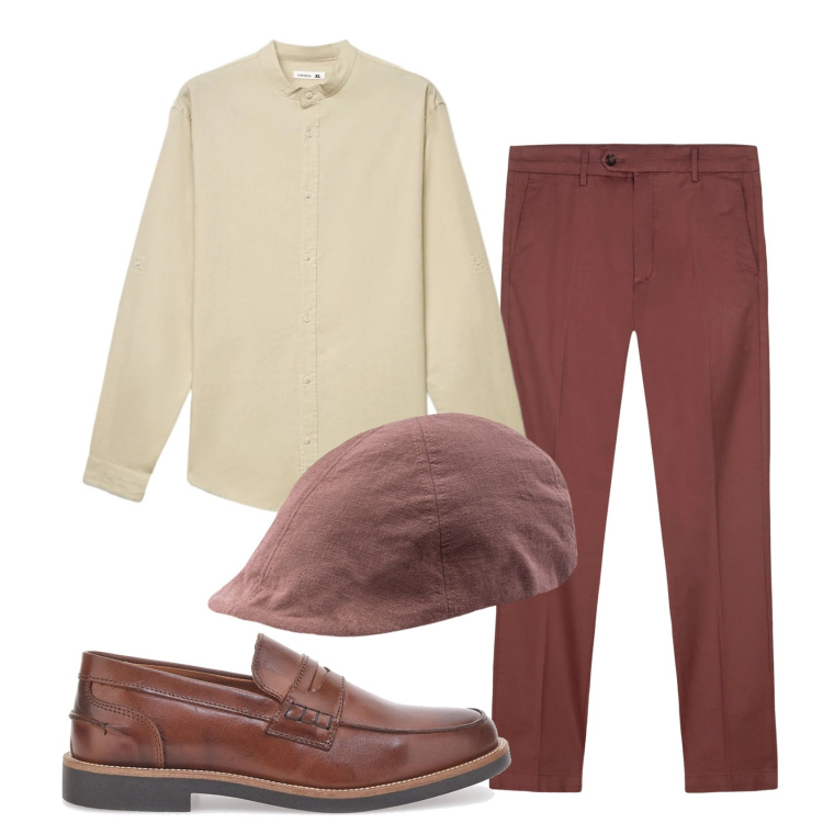 Outfit uomo - Total look #2392861. Stile Trendy per Tutti i giorni. Abbinamento con camicie, pantaloni chino, cappelli con visiera, scarpe stringate.