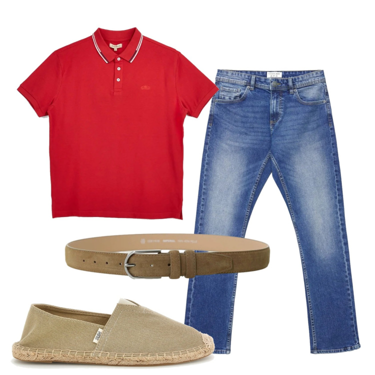 Outfit uomo - Total look #2392866. Stile Casual per Tutti i giorni. Abbinamento con jeans, cinture, polo, espadrillas.