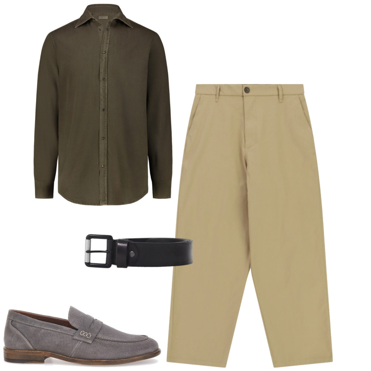 Outfit uomo - City. Stile Urban per Ufficio. Abbinamento con pantaloni, cinture, camicie, scarpe stringate.