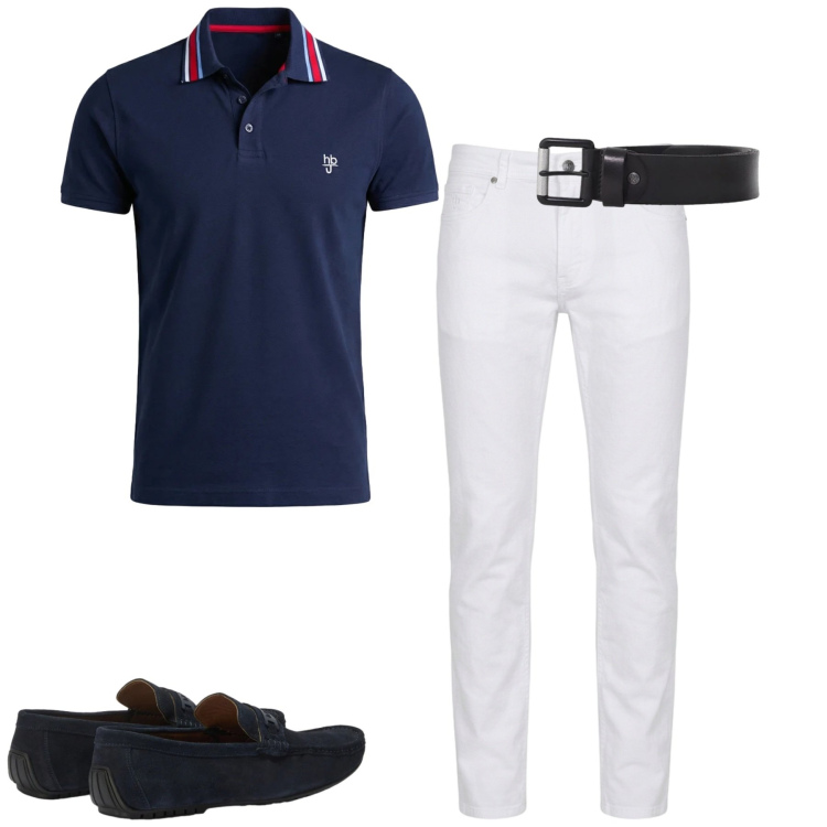 Outfit uomo - City. Stile Urban per Tutti i giorni. Abbinamento con cinture, scarpe stringate, pantaloni, polo.