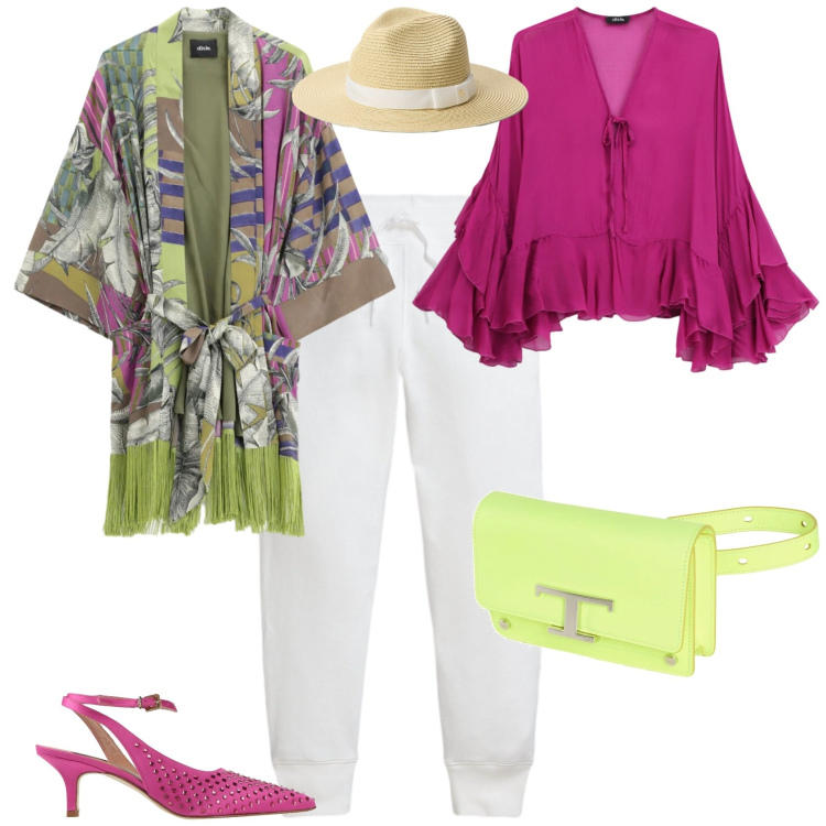 Outfit donna - Casual chic ogni giorno. Stile Casual chic per Tutti i giorni. Abbinamento con décolleté, marsupi, bluse, blazer, pantaloni, cappelli.